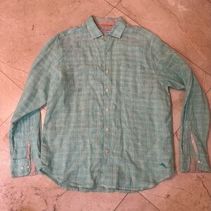 Tommy Bahama Aqua Plaid Button Down Shirt